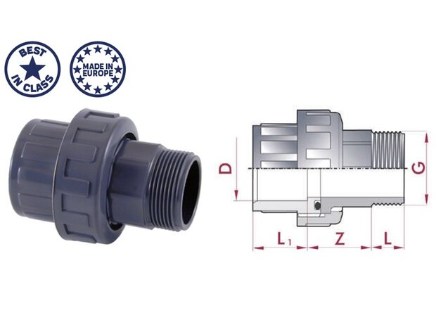 3/3 koppeling 63mm x 2 inch